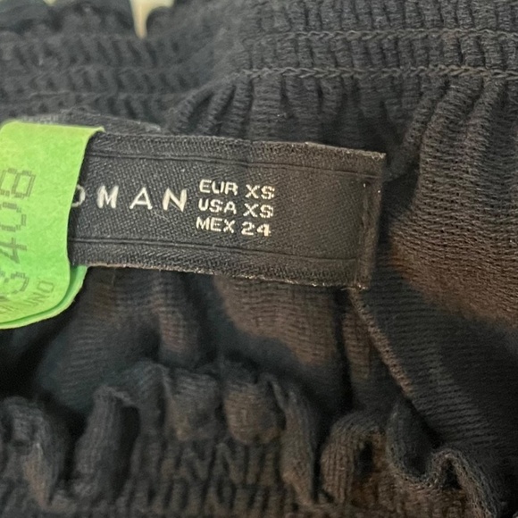 Zara Vintage Beaded Off Shoulder Tunic / Mini Dress, Black w/ White Beads, XS - Picture 6 of 12